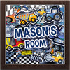 Personalized  to order, this wall art is for the toddler who loves to play with trucks