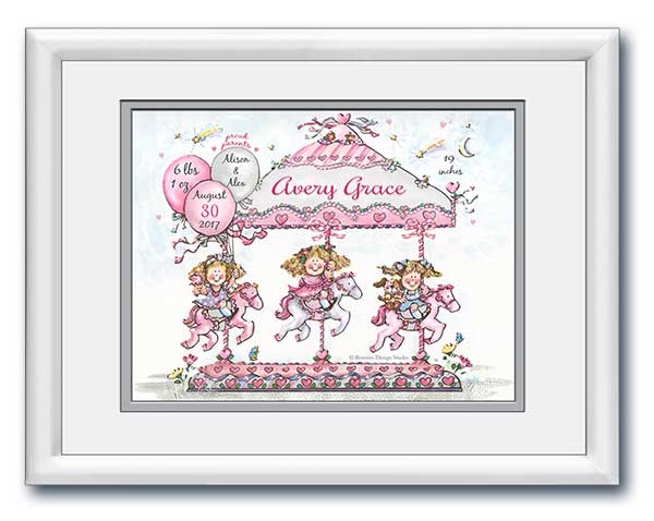 Personalized Carousel Birth Announcement Art