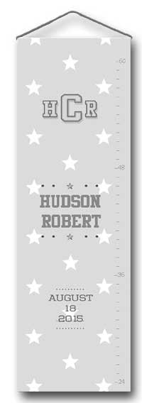 Growth Chart - Grey with Stars