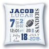 Personalized Birth Announcement Pillow - Baby Boy - Football