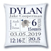 Personalized Birth Announcement Pillow - Baby Boy - Elephant - Navy & Grey